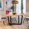 DEGHI Tavolo da pranzo 200x100 cm top effetto rovere gold 38 mm e gambe in metallo nero - Sedric