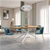 DEGHI Tavolo da pranzo 200x100 cm top effetto rovere gold 38 mm e gambe incrociate in metallo bianco - Arkeo