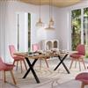 DEGHI Tavolo da pranzo 200x100 cm top effetto rovere gold 38 mm e gambe a X 8x4 in metallo nero - Luxio