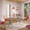 DEGHI Tavolo da pranzo 200x100 cm top effetto rovere gold 38 mm e gambe a X 8x4 in acciaio cromo - Luxio