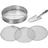 johgee Setaccio da giardino 3 in 1 in acciaio inox, setaccio resistente alle intemperie, con 3 setacci intercambiabili Ø 3.6.9mm + vanga manuale lunga 26 cm per terra, pietre, compost, sabbia