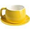 ionEgg Tazza da caffè in porcellana con piattino, 270 ml, design minimalista, perfetta per latte, cappuccino e tè, giallo