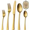 Bestdin set posate inox 6 persone, set di posate 30 pezzi, posate dorate, posate moderne adatte a casa/festa/ristorante (lavabili in lavastoviglie)