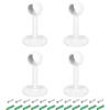 QUARKZMAN 4pz 0,63 Pollici Supporto Asta Tenda, Presa Flangiata per Tubo Montare al Soffitto, Supporto Asta Armadio in Acciaio Inossidabile con Viti, Bianco