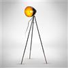 B.K.Licht - Lampada da terra vintage con interruttore a pedale, orientabile, attacco E27, max. 40 watt, piantana lampada da terra, lampada da terra salotto, 59 x 136 cm, nero-oro