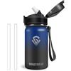 Vikastar Borraccia Termica, 500ml Senza BPA, Thermos per Bevande Calde, Senza Perdite, Borraccia Bambini, Acciaio Inox, Borraccia per Adulto, Scuola, Palestra, Ciclismo, Blu-Nero