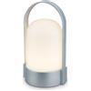 Briloner - Lampada da tavolo LED senza fili IP44, touch, dimmerabile, batteria sostituibile, lampada da comodino, lettura, LED, campeggio, lampada a batteria, esterno, 9x8x15,5 cm, cromo opaco