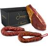 Jamonprive Prosciutto Crudo Serrano Spagnolo Stagionato & Disossato Gran Riserva 1 Kg (Jamon Serrano) + Chorizo Salsiccia 200 gr + Salchichón Salsiccia 200 gr - Jamonprive Premium