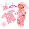 Miunana Abito Vestito Forma Coniglio + 1PCS Calze + Grucce per JC Toys, Manhattan Toy e Plus New Born 14 - 18 Pollici (35 cm - 45 cm) Bambolotti Bambola Bebè（Non Include Bambola）