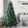 BAKAJI Albero Di Natale Innevato King Premium 210cm 1178 Rami con Pigne e Base Legno