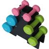 BAKAJI Set 6 Manubri Palestra con Stand Appoggio 2x1kg+2x2kg+2x3kg Pesi Sport Fitness