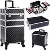 BAKAJI Trolley Makeup 3in1 Valigetta Nera Trucco Estetista Beauty Case Ruote Staccabili