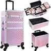 BAKAJI Trolley Makeup 3in1 Valigetta Rosa Trucco Estetista Beauty Case Ruote Staccabili