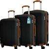 PROVITERA Set 3 Valigie Rigide con Ruote Easy Roll Trolley Bagaglio a Mano Viaggio Nero