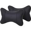 CGEAMDY 2 Pezzi Cuscino Poggiatesta Auto, Cuscino Poggiatesta per Poggiatesta Sedile Auto Realizzato in Cotone di Lana E Pelle, Cuscino Auto per Alleviare L'affaticamento del Collo(Nero)