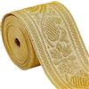 GORGECRAFT Nastro Jacquard Etnico in Poliestere da 4.6 m, Larghezza 3.9cm, Motivo Floreale, Motivo Floreale Vintage, Tessuto per Cucire, Abbigliamento, Tappezzeria, Confezioni Regalo, Applique, Oro