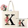Tarklanda Iniziali Borsa Tote in Tela, Lettere Tote Bag con Tasca, Borsa Tela Cotone con Iniziali, Regali per Donna, Amica, Damigella d'onore, Regalo di Compleanno, Anniversari, Matrimonio (K)