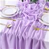 BrillShine Runner Tavola Chiffon 70x300 cm in Tulle Viola Chiaro con 2 Nastri Bianchi, 2 Pezzi, Decorazione per Matrimonio Festa Compleanno