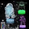 xocome Luce notturna di Star Wars con 3 motivi 3D Illusion e 16 colori che cambiano Spegnimento automatico con Smart Touch e telecomando per la decorazione domestica Regalo di Star Wars per ragazzi