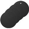 O-ishii Set di 4 Sottopentola Rotondi in Silicone, resistenti al calore fino a 230 ° C - Lavabile in lavastoviglie - Colore nero