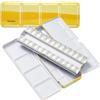 MEEDEN Scatola di Colori Acquerello Vuoto: Scatola Inchiostro Da Viaggio con 26 Mezze Pentole - Scatola Portatile Tavolozza Di Colore Bagnato In Metallo Per Acquerello A Guazzo Studenti-Giallo
