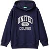 United Colors of Benetton Maglia C/CAPP. M/L 3J68C203N Felpa con Cappuccio, Blu, 150 cm Bambino