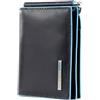 Piquadro Portafoglio Uomo Collezione Blue Square Portamonete, Pelle, Blu Scuro, 10 cm