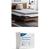 LUCID 10 cm Topper in memory foam con gel rinfrescante e fibra di bambù, con Fodera per topper, antiscivolo, lavabile in lavatrice, Topper Piazze francese 140x190 cm