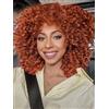 YEESHEDO Parrucca Afro Rosso zenzero Brasiliano Capelli sintetici Brasiliano Capelli arruffati e mossi naturali per donne, ricci con frangia corta per donne (rosso zenzero)