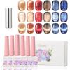 ADHERE 12ml x 6 con Bacchetta Magnetica, Set di Cat Eye Gel Polish Smalto Semipermanente Unghie Smalti Semipermanenti Gel Per Unghie Uv Led