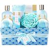 SPA LUXETIQUE Regalo per Donne, 12 PC Set Regalo Profumo Marino con olio da Massaggio, Sali da Bagno, Bagnoschiuma, Turbante per Capelli con Bottone, Regalo Festa della Mamma