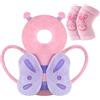 Vicloon Protezione per la Testa del Bambino, Protezione Testa per Neonato, Morbido e Traspirante, Cuscino di Sicurezza Regolabile per Bambini di che Imparano a Gattonare e Camminare, Farfalla Rosa
