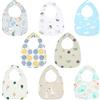 Vicloon Bavaglino Neonato, 8 Pezzi Bavaglini Impermeabili Cotone per Neonati, Bavaglie Unisex con 2 Bottoni di Regolabili, Drool Bavaglini Super Assorbenti per Giocare e Mangiare Piccoli da 0 a 3 Anni