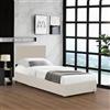 Corium Letto Contenitore con Apertura a Ribalta Letto Singolo 90x200 cm Letto a 1 Piazza con Spazio di Stoccaggio e Testiera Rivestimento in Velluto a Coste - Beige