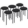 GOKHOMX Sedia da pranzo Set di 6, sgabello da cucina in metallo, sedia da toeletta, sgabello impilabile imbottito, adatto al soggiorno, cucina, balcone, camera da letto, colore: nero