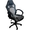 Arreditaly Sedia Gaming Stile Racing Girevole Ergonomica Poltrona Ufficio Scrivania Casa PC In Ecopelle Con Rotelle Braccioli Altezza Regolabile Inclinazione Meccanica Cary (Nero e Grigio)