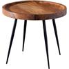FineBuy Tavolino Legno Massello Sheesham Metallo 46 x 40 x 46 cm | Tavolo Soggiorno Stile Industriale | Tavolo Divano Prodotto Naturale | Tavolino da caffè Tondo