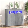TJROO Credenza Vetrina con Ante 80x35x75 cm Mobile Contenitore Credenza da Pranzo Armadietto con Ante Credenza Espositore Mobile da Salotto Mobile Alto Legno Multistrato Grigio Sonoma