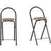 GOKHOMX Set di 2 Sgabelli da Bar Pieghevoli Con Schienale, Sedia Portatile per Cucina, Balcone, Giardino, Altezza Seduta 55,5 cm