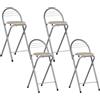 GOKHOMX Set di 4 sgabelli da bar pieghevoli pieghevoli per bar, cucina, giardino, balcone, altezza seduta 61 cm, rovere e argento