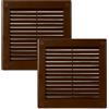 Vent Systems 150 x 150 mm - 2 Pezzi - Copertura di ventilazione marrone - Slits di ventilazione quadrati e piatti con zanzariera - Aperture di ventilazione HVAC per bagno, ufficio domestico - Griglia