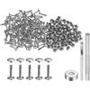 QUARKZMAN 100 Set Rivetti in Pelle 9mm x 16mm Elementi Fissaggio Borchie Rivetto a Doppio Cappuccio Metallo 3Pz Montaggio Chicago per Borse Scarpe Pelle Riparazioni, Tono Argento
