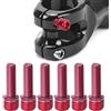 Risegun 6 Pezzi Viti in Lega di Titanio Bici in Lega di Titanio Vite da Bicicletta con Rondelle Bulloni Fissi per Mountain Bike Bulloni Conici in Lega M5 x 18 mm per Attacco Manubrio MTB in Lega, Rosso