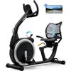 MERACH Cyclette da Seduta, Recumbent Bike con 8 Livelli di Resistenza Regolabili, Cyclette Leggera Tipo Commerciale, Ciclette per Anziani con Esclusiva App, Display LCD, Sensori di Frequenza Cardiaca