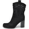 IF Fashion Stivali Stivaletti Tronchetti da Donna Traforato Camoscio Sintetico Con Tacco XG115 nero N.39