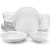 MALACASA Set Servizio Tavola 24 Pezzi, con 6 Piatti Fondi/ 6 Dessert/ 6 Piani/ 6 Ciotola, Bianca per 6 Persone Gourmet in Porcellana Adatto per Lavastoviglie e Microonde, Serie AMELIA