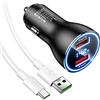 ASKUBSKU Caricabatteria da auto e cavo USB C per OPPO Reno12 Reno11 F Reno10 8 Pro 5G, SuperVooc adattatore di ricarica USB per auto 80 W 6 A ricarica rapida e 1 M cavo tipo C per OPPO Find X7 X6 X5 Pro realme