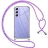 Pnakqil Cover per Samsung Galaxy A54 5G con Cordino, Trasparente Custodia con Laccio Tracolla Cellulare Girocollo Collana Protettiva per Samsung A54 5G 6.4 Pollic, Viola 01