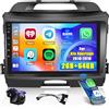 Hikity 2+64GB Android 13 Autoradio per Kia Sportage 2010-2016 Radio Senza Fili Carplay Android Auto Bluetooth 9 Schermo Auto Radio con Telecamera GPS HiFi WiFi FM RDS