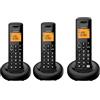 ALCATEL E260 S. Voice Trio - Telefono Fisso Cordless DECT con Segreteria - Design Compatto - Grande Display Retroilluminato - Vivavoce - Funzione Blocco Chiamate Indesiderate - 3 Portatili - Nero